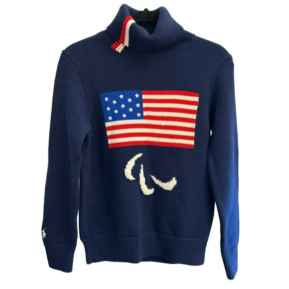 Polo Ralph Lauren Unisex Official Paralympic Olympic 2022 Navy Blue Wool Winter - Picture 1 of 8